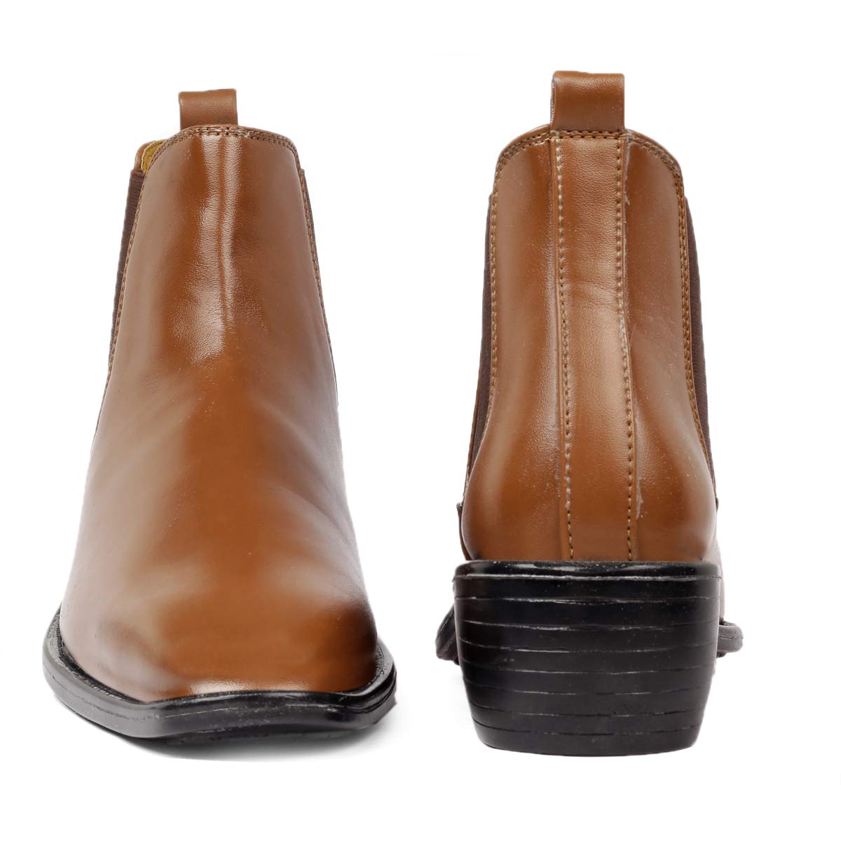 Classy Hight Ankle Height Increasing Tan Chelsea Boots For Men-JonasParamount