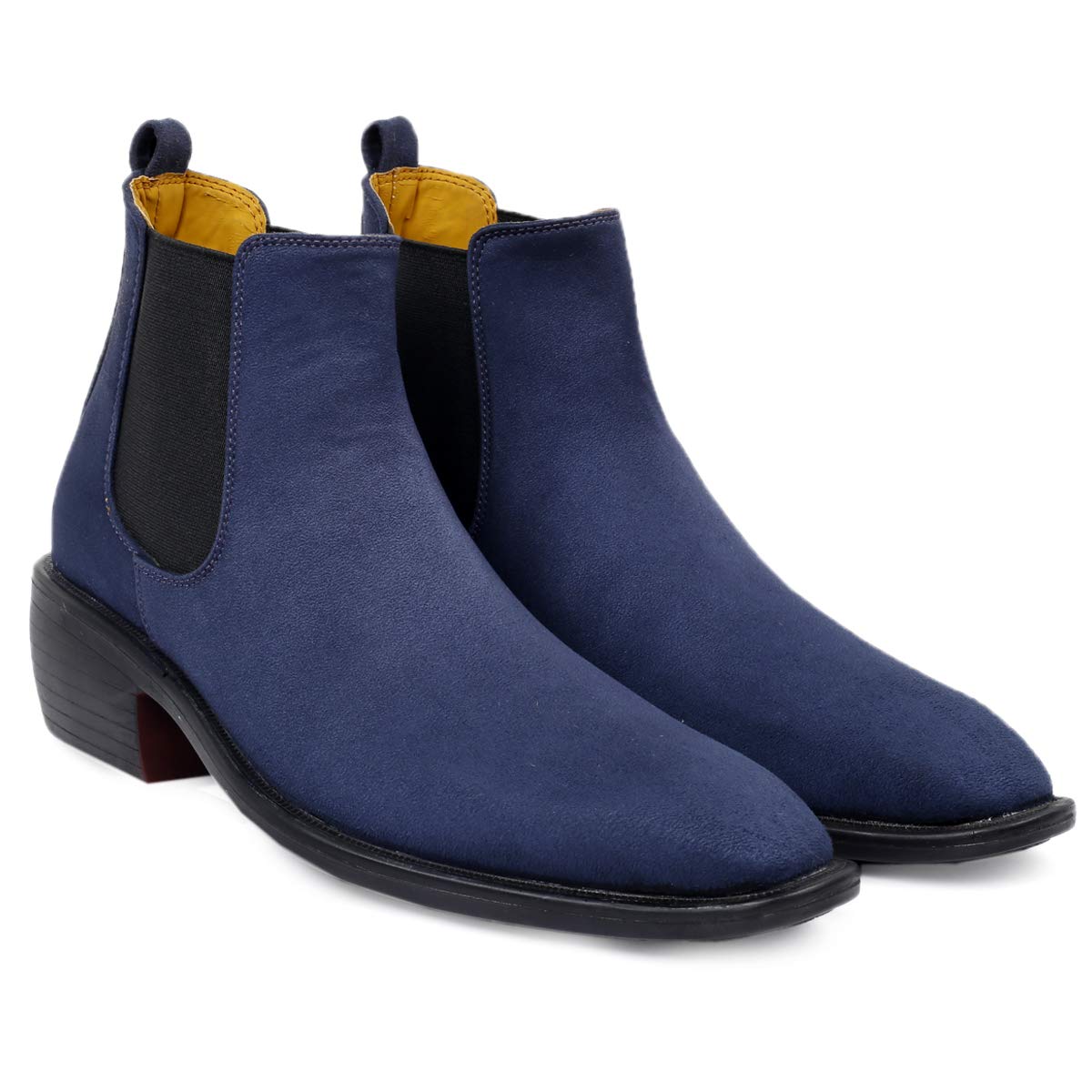 Height Increasing Suede Material Blue Casual Chelsea Boots For Men-JonasParamount