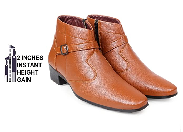 Fashionable Height Increasing Formal Buckle Zipper Boots For Men's-JonasParamount