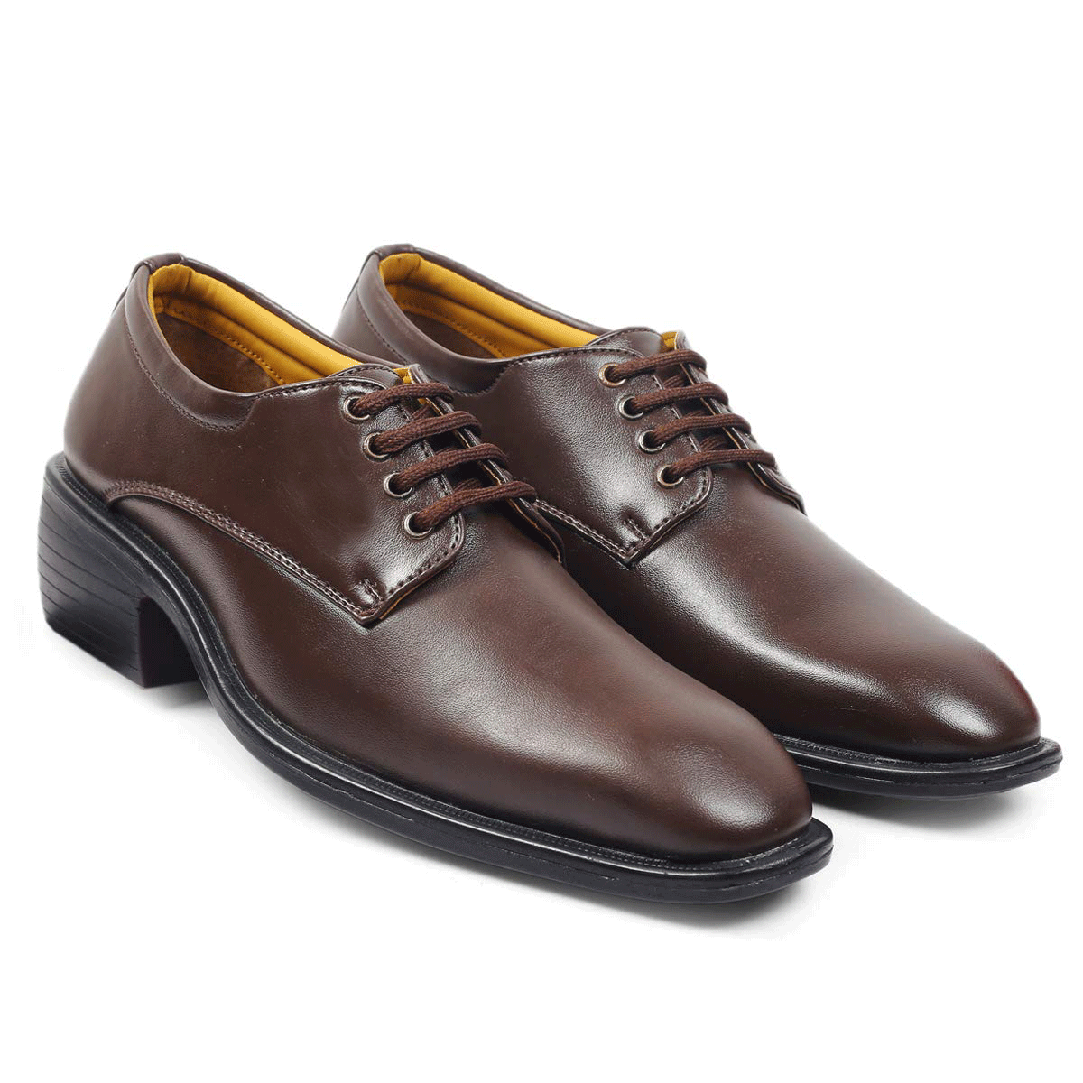 Classic Pattern Height Increasing Brown Casual, Formal Office Wear Derby Shoes-JonasParamount