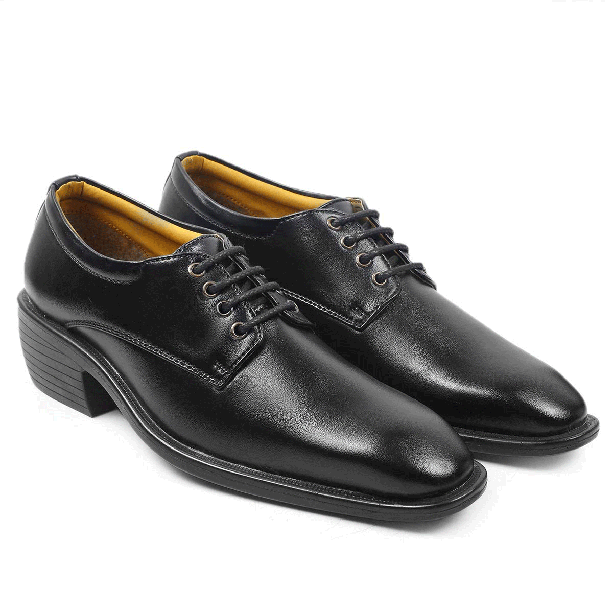 Classic Pattern Height Increasing Black Casual, Formal Office Wear Derby Shoes-JonasParamount