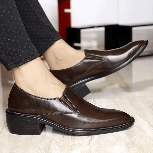 Classic Height Increasing Brown Casual And Formal Slip on Shoes For Men-JonasParamount