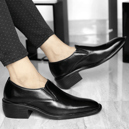Classic Height Increasing Black Casual And Formal Slip on Shoes For Men-JonasParamount