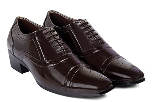 Height Increasing Faux Leather Lace-up Oxford Shoes for Men-JonasParamount