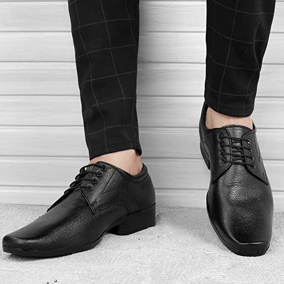 Faux Leather Office Wear Lace Up Shoes For Men's-JonasPramount