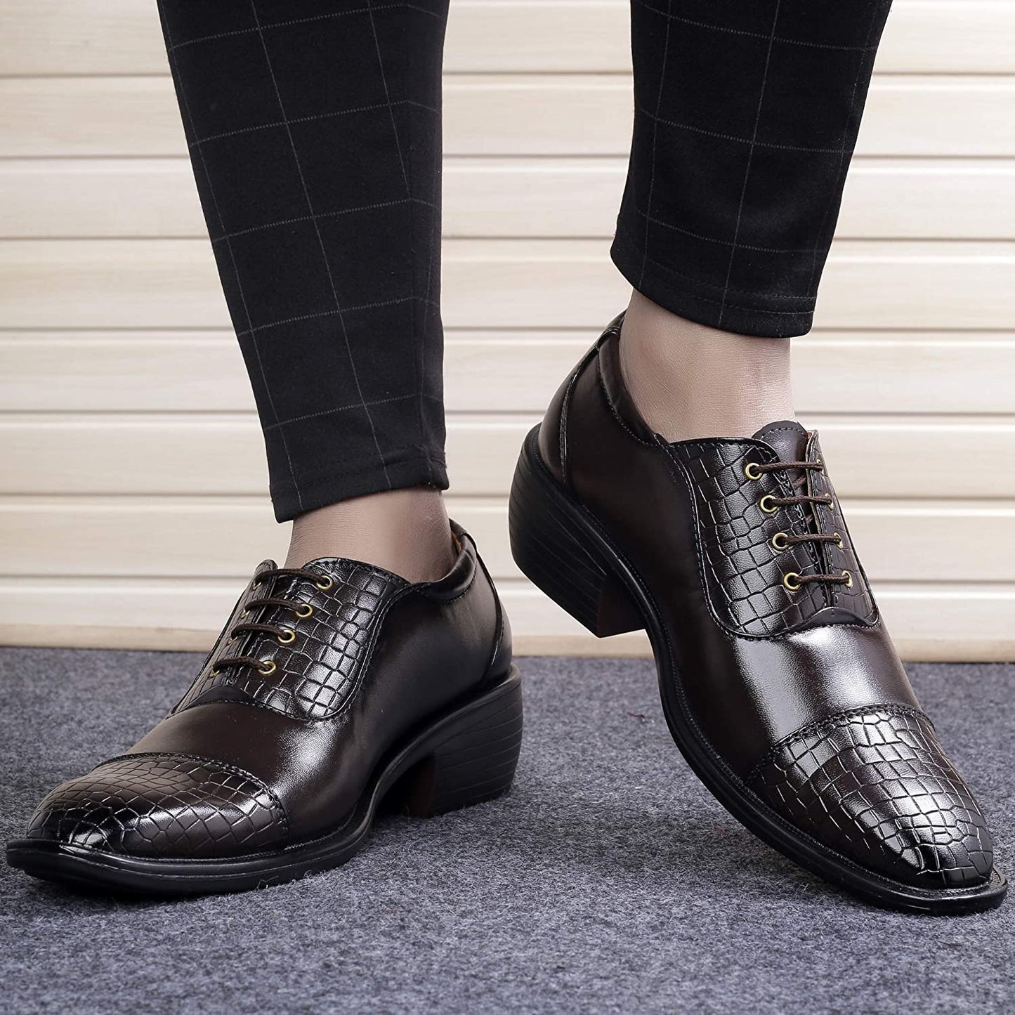 Stylish Brown Formal and Casual Wear Lace-Up Shoes With Height Increasing Heel-JonasParamount