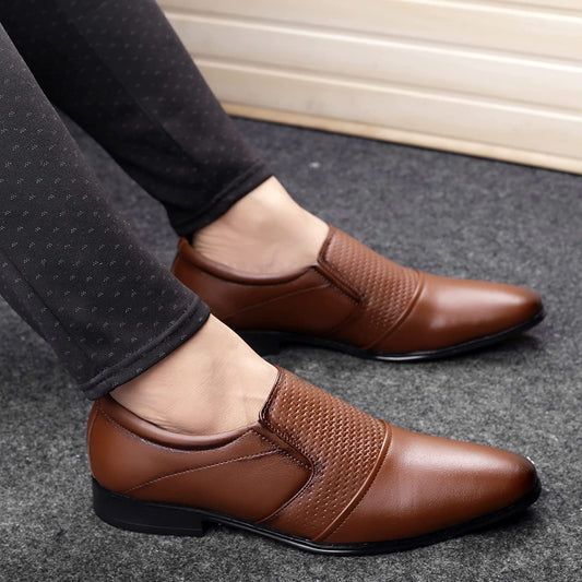 New Arrival Stylish Fashion Pointed Toe Genuine Leather Slip-on Formal Shoes-JonasParamount