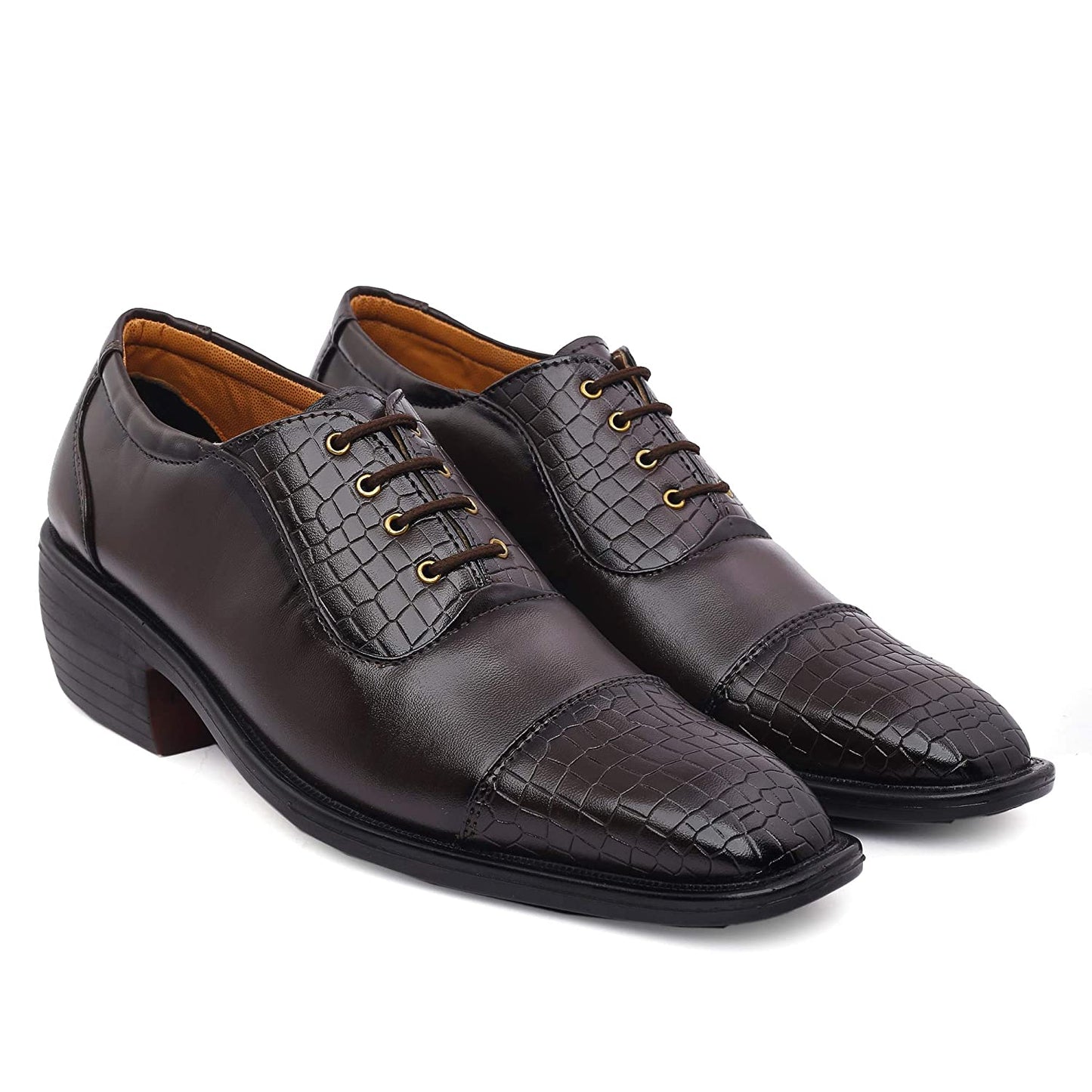 Stylish Brown Formal and Casual Wear Lace-Up Shoes With Height Increasing Heel-JonasParamount