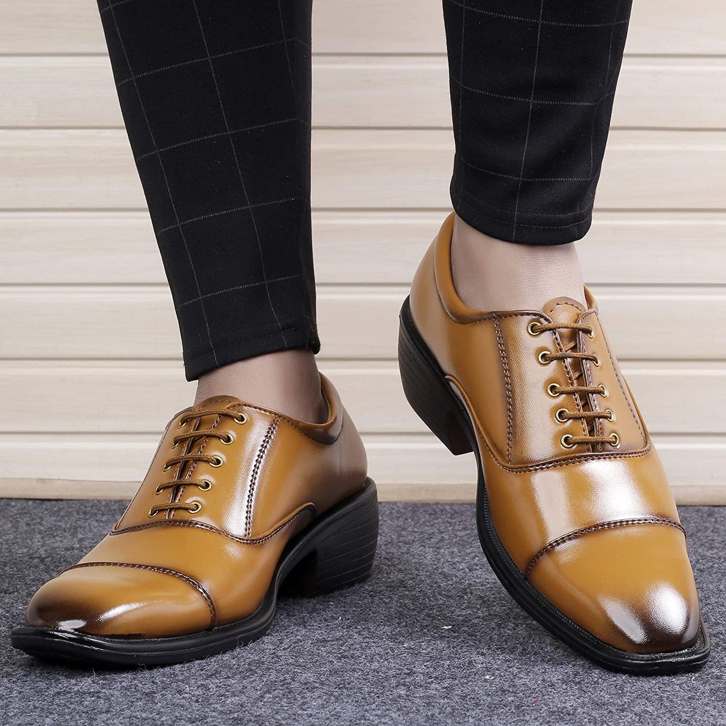 Fashionable Tan Casual And Formal Office Wear Lace-Up Shoes-JonasParamount