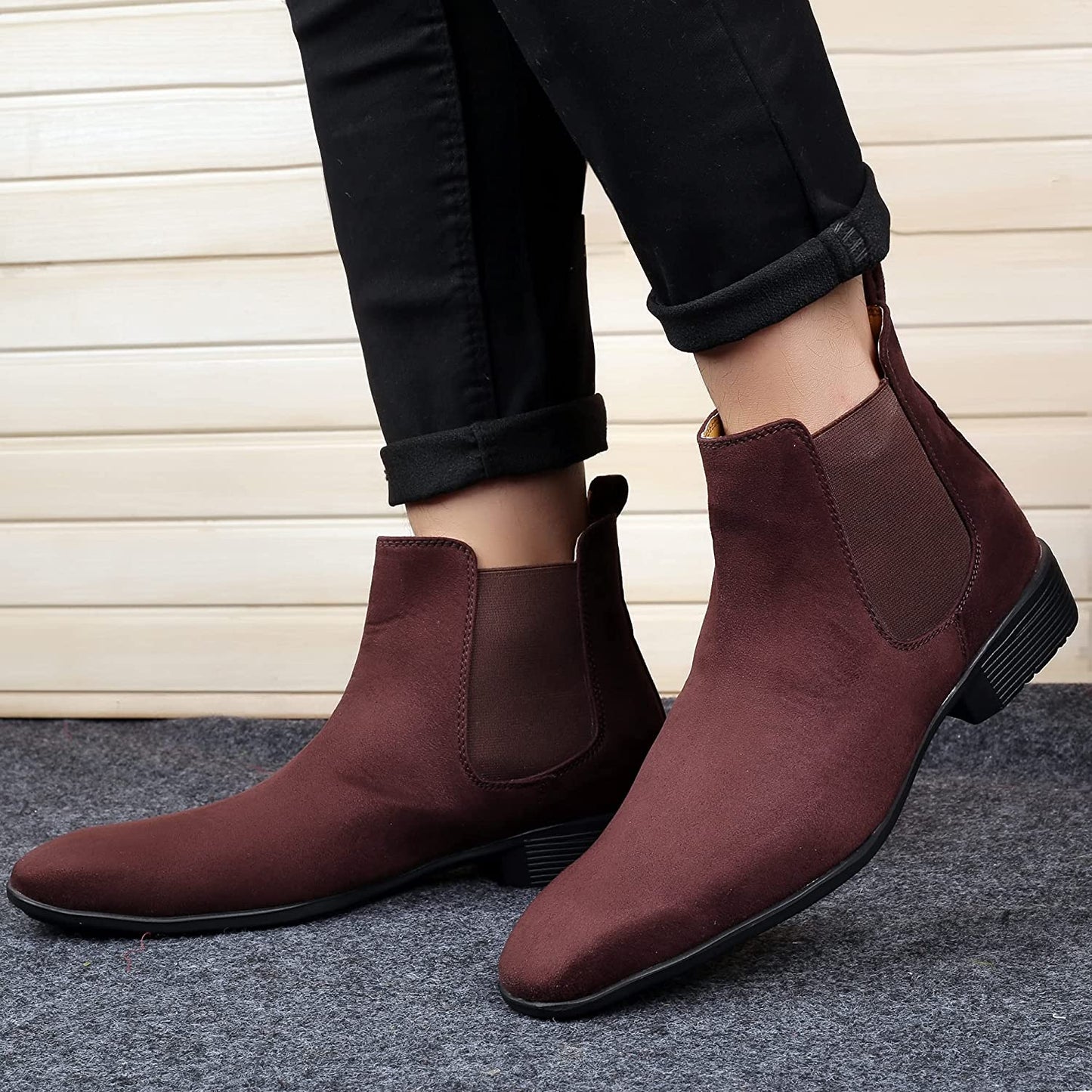 New Arrival Latest Suede Material Brown Casual Chelsea Boots For Men-JonasParamount
