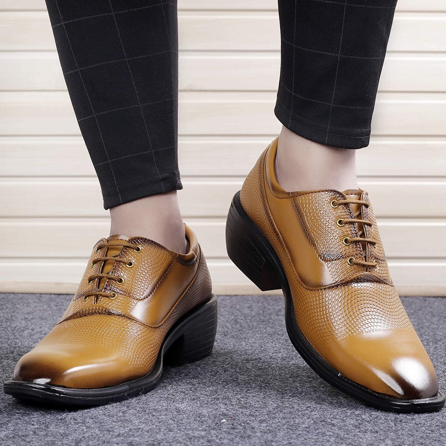 Classy Casual And Formal Business Wear Tan Lace-Up Shoes-JonasParamount
