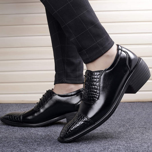 Stylish Black Formal and Casual Wear Lace-Up Shoes With Height Increasing Heel-JonasParamount