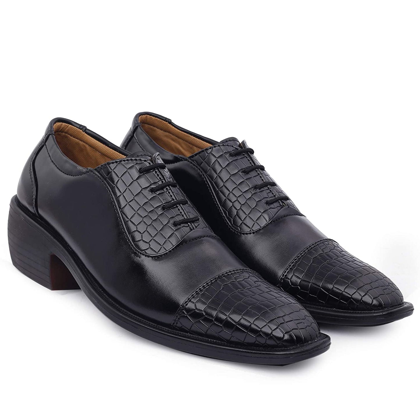 Stylish Black Formal and Casual Wear Lace-Up Shoes With Height Increasing Heel-JonasParamount