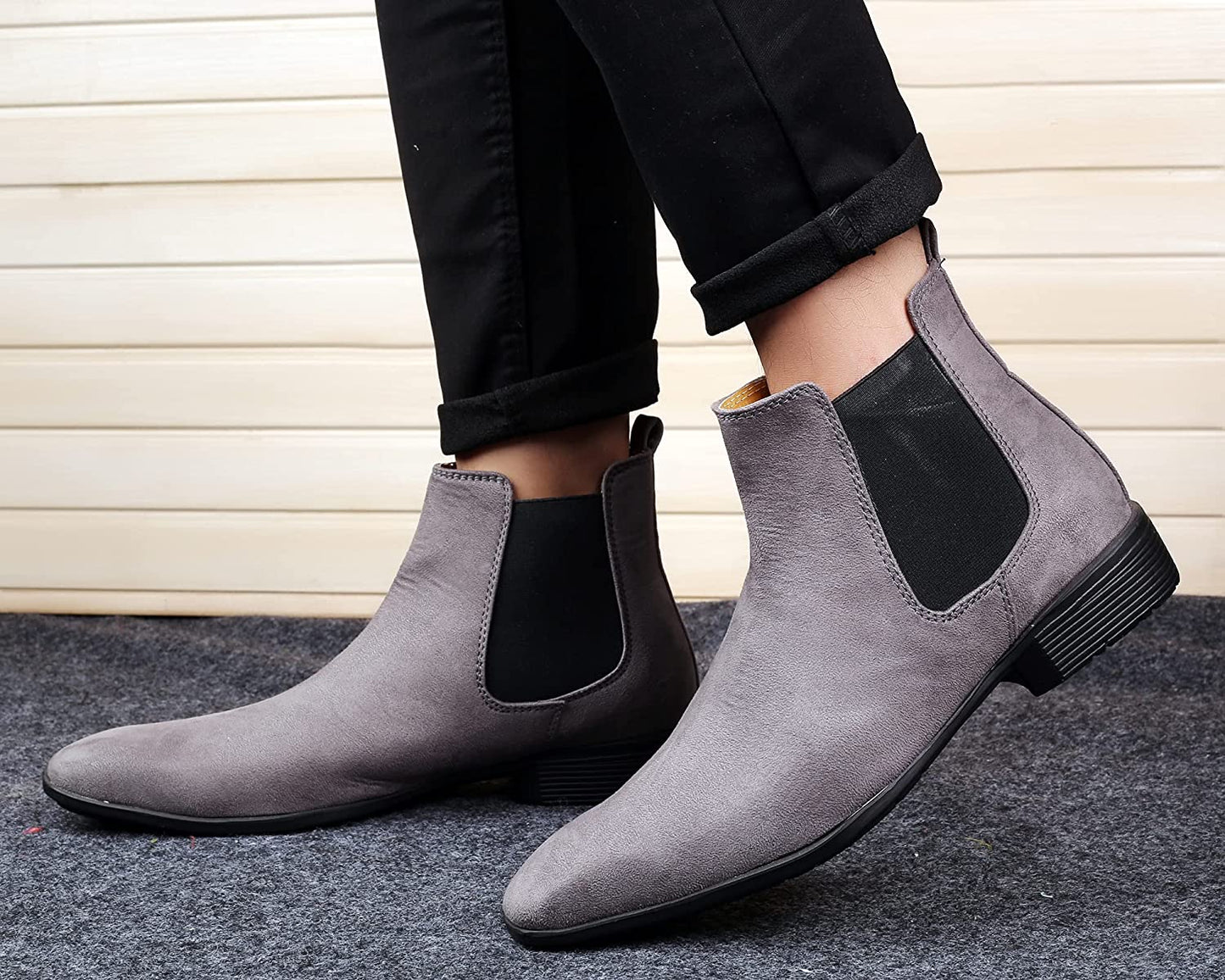 New Arrival Latest Suede Material Grey Casual Chelsea Boots For Men-JonasParamount