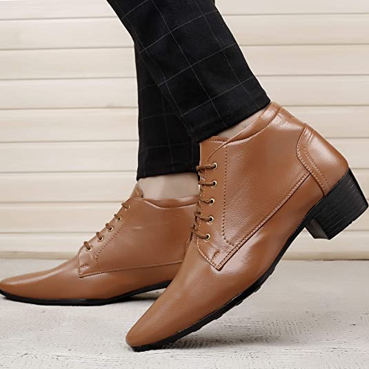 New Arrival Derby Faux Leather Formal Height Increasing Boots For Men's-JonasParamount