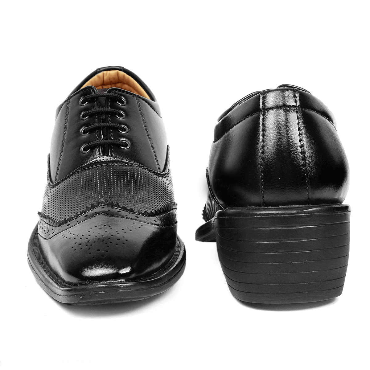 Height Increasing Black Casual And Formal Lace-Up Shoes For Men-JonasParamount