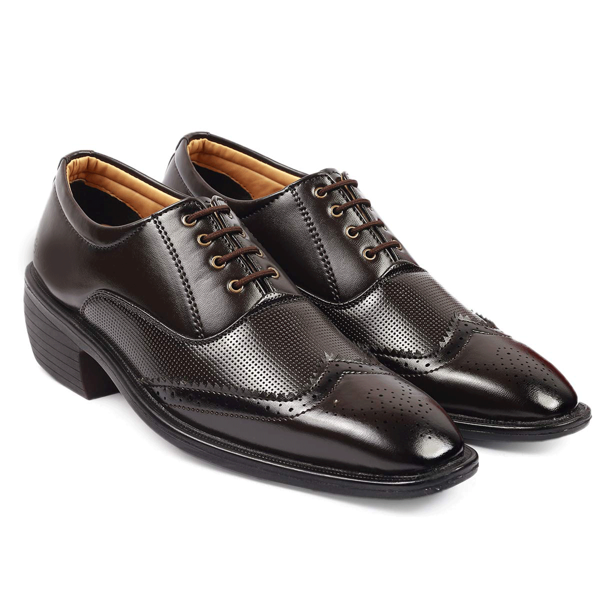 Height Increasing Brown Casual And Formal Lace-Up Shoes For Men-JonasParamount