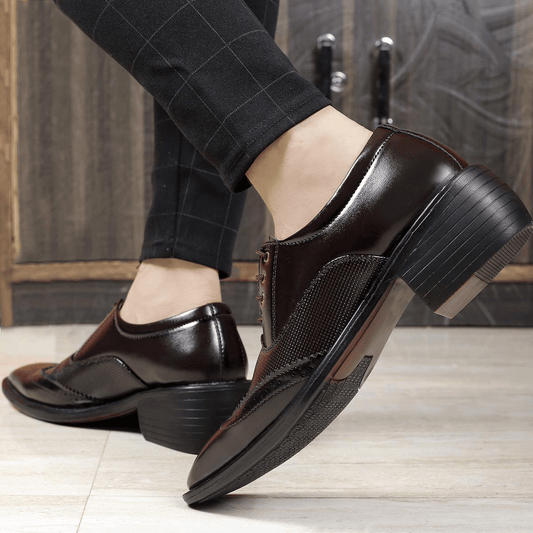 Height Increasing Brown Casual And Formal Lace-Up Shoes For Men-JonasParamount