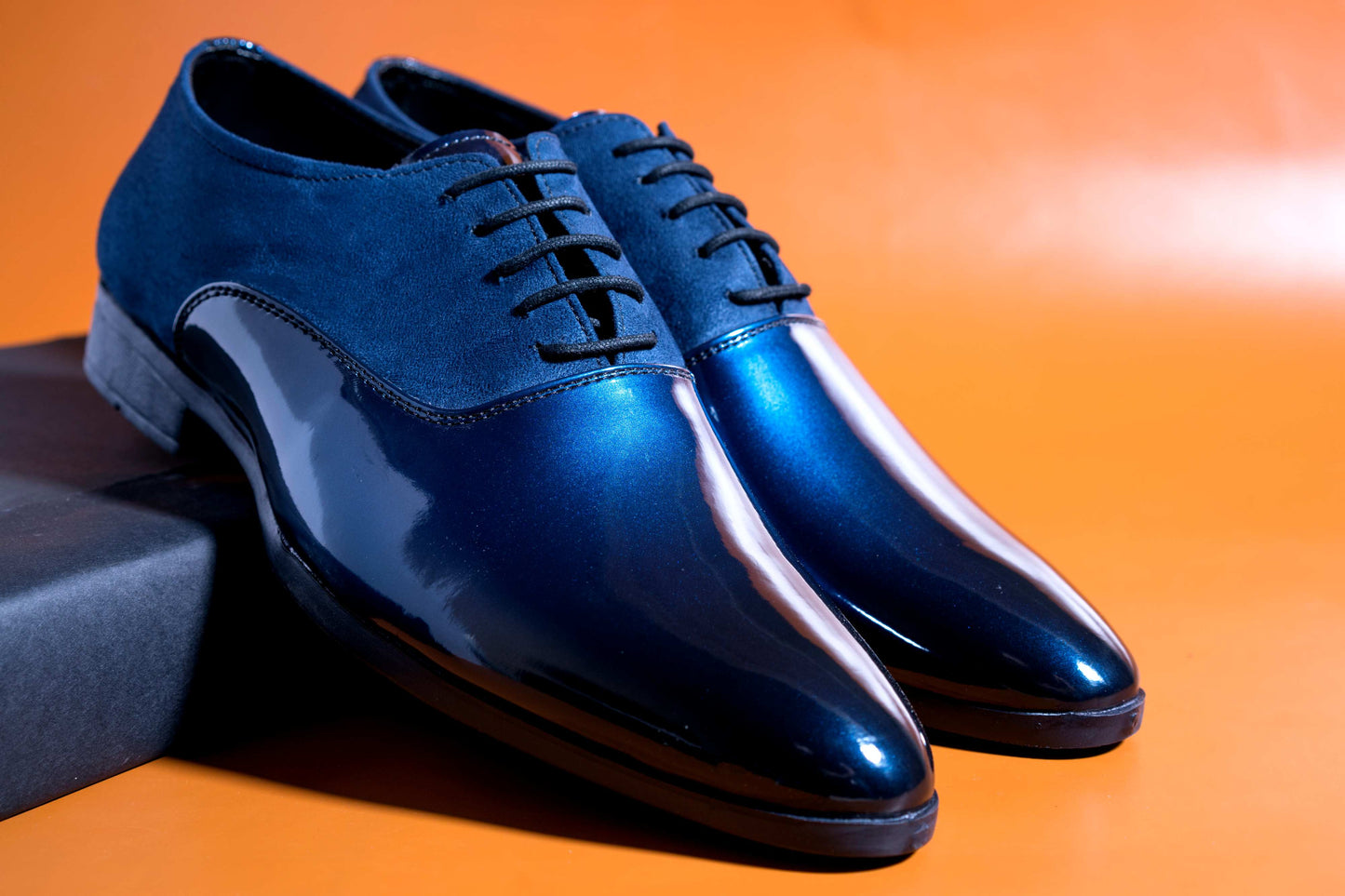 New Fashion Elegant And Classy Shiny Blue Formal Suede Shoes For Men-JonasParamount