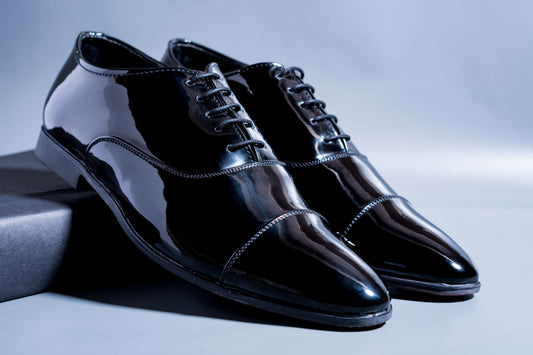 Shiny Black Men's Wear Pattern Premium Design Quality Oxford Formal Shoes-JonasParamount