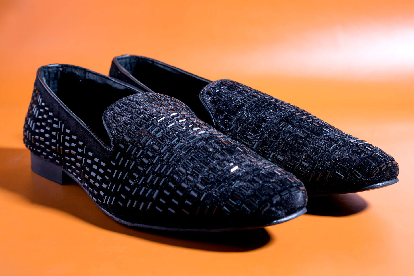 Stylish Men's Fashion Wedding Imported Studded Black Moccasins High Quality Slip On Flat Loafer-JonasParamount