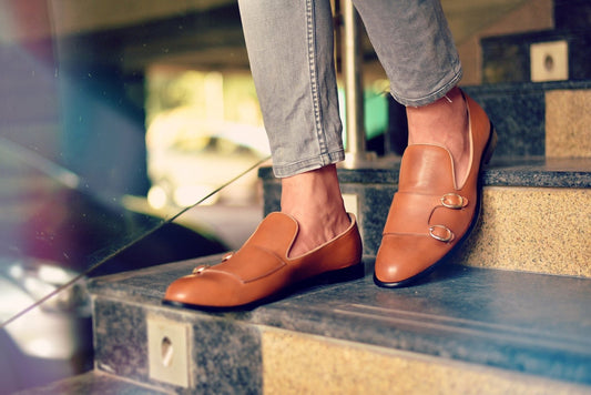 Tan Monk Strap Slipons For Men-JonasParamount