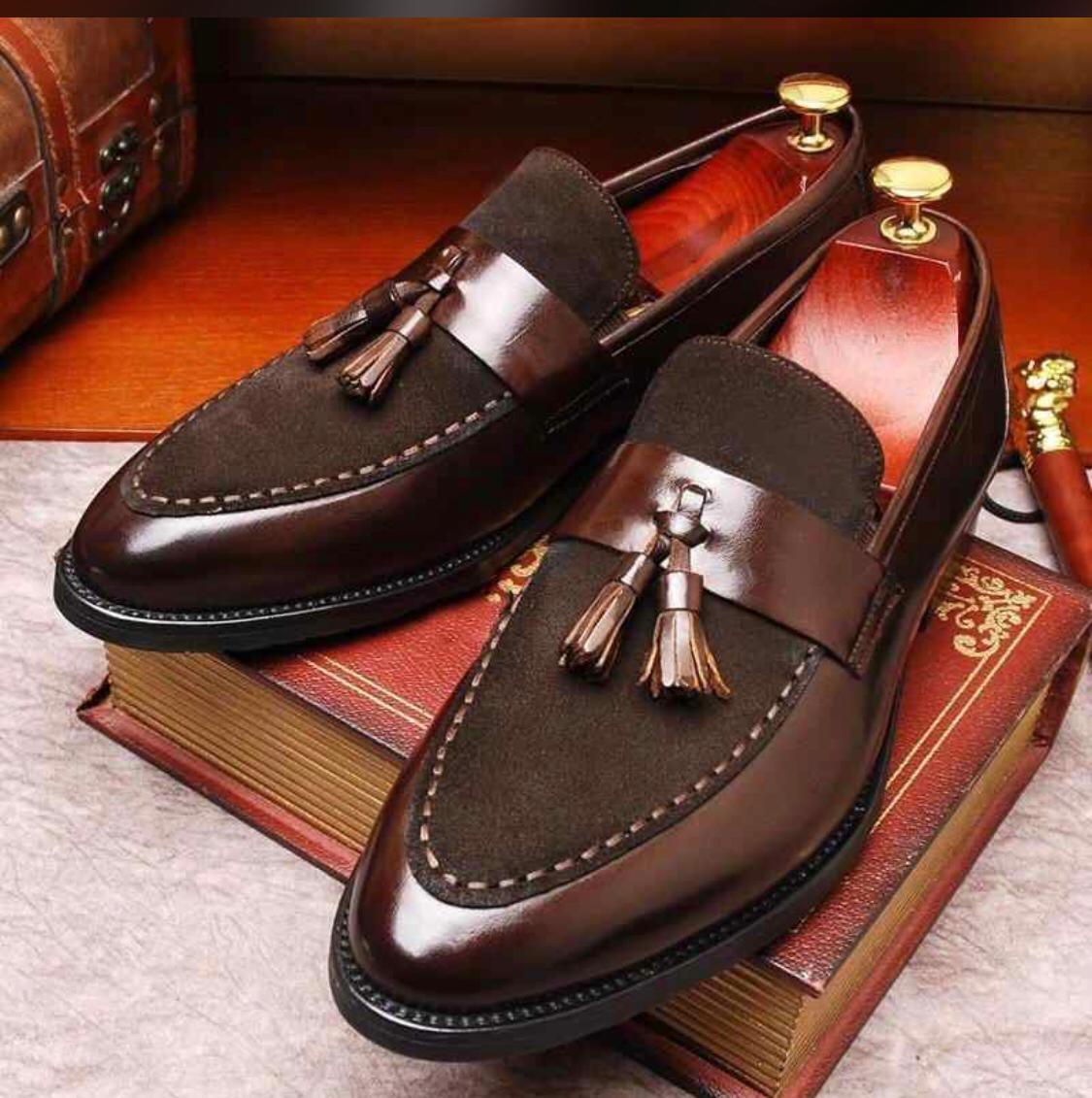 New Arrival Mens Brown Boat Shoes Fashion Pointed Toe Suede Tassel Shoes-JonasParamount