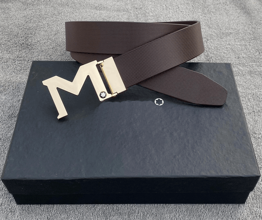M Latter Leather Strap Designer Belts For Men's -JonasParamount