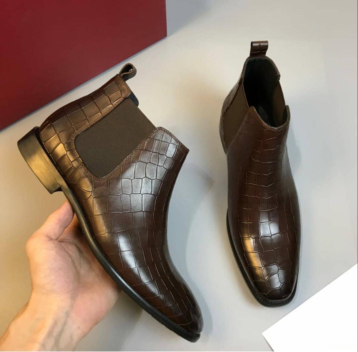 Stylish Croco Italian Casual And Party Wear Boots For Men's -JonasParamount