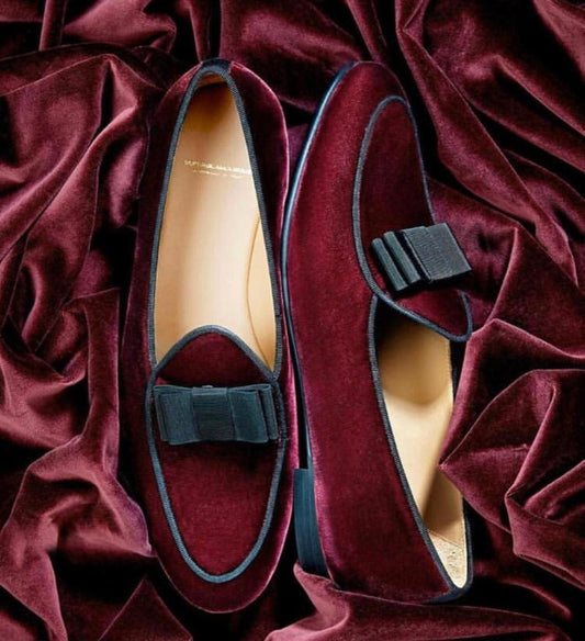 Superglamourous Velvet Bow Moccasins Men Suede Shoes Fashion Business And Partywear Loafer-JonasParamount