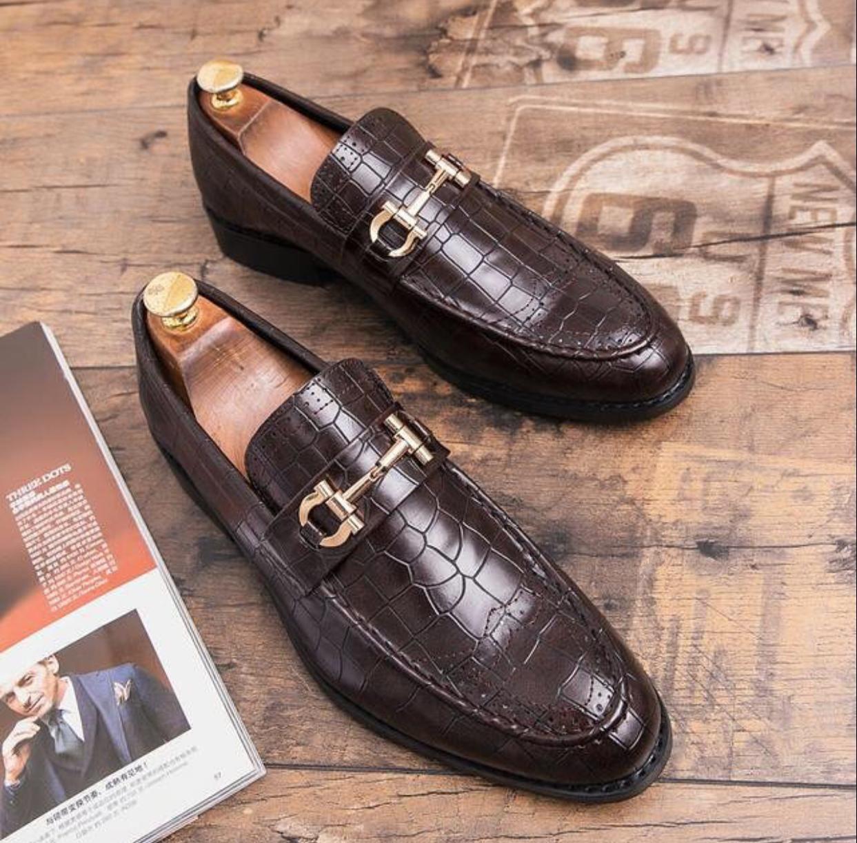 Fashion CROCO Moccasins Durable And Comfortable Party And Formal Shoes For Men-JonasParamount