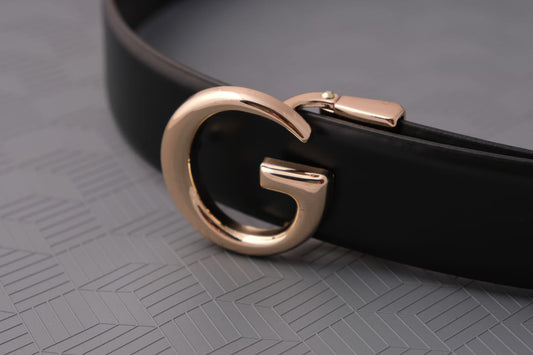 Trendy G Letter Buckle High Quality Smooth Leather Belt For Unisex-JonasParamount