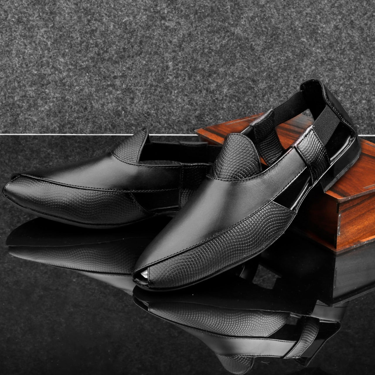 Stylish Peshawari Formal Genuine Leather Slip-on Sandal For Men's-JonasParamount