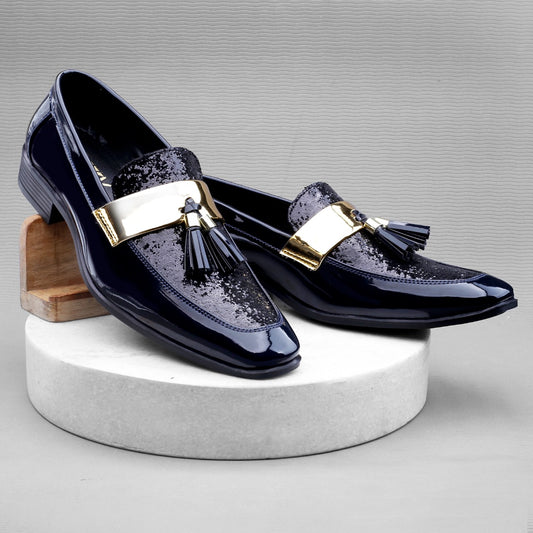 Stylish Wear Men Shiny Blue Color Outdoor Formal And Party Casual Ethnic Loafer-JonasParamount