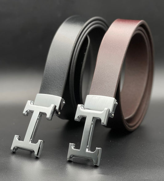 Trendy H Buckle Leather Strap Belt For Men's-JonasParamount