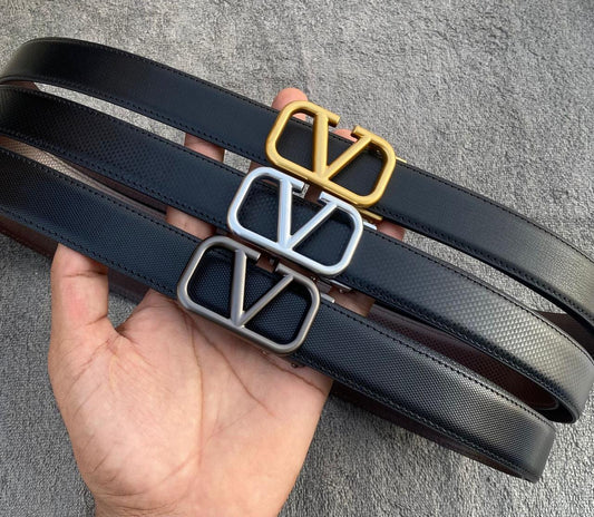 V Pattern Leather Strap Belt For Men's-JonasParamount