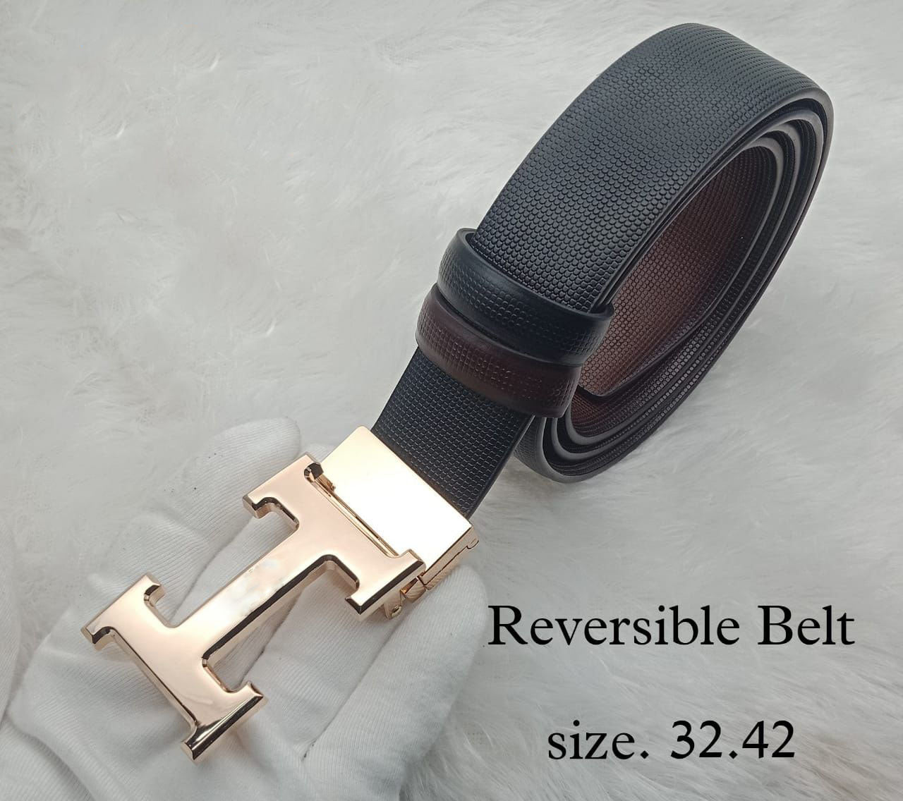 Fashionable H Letter Buckle With Reversible Strap For Men's-JonasParamount