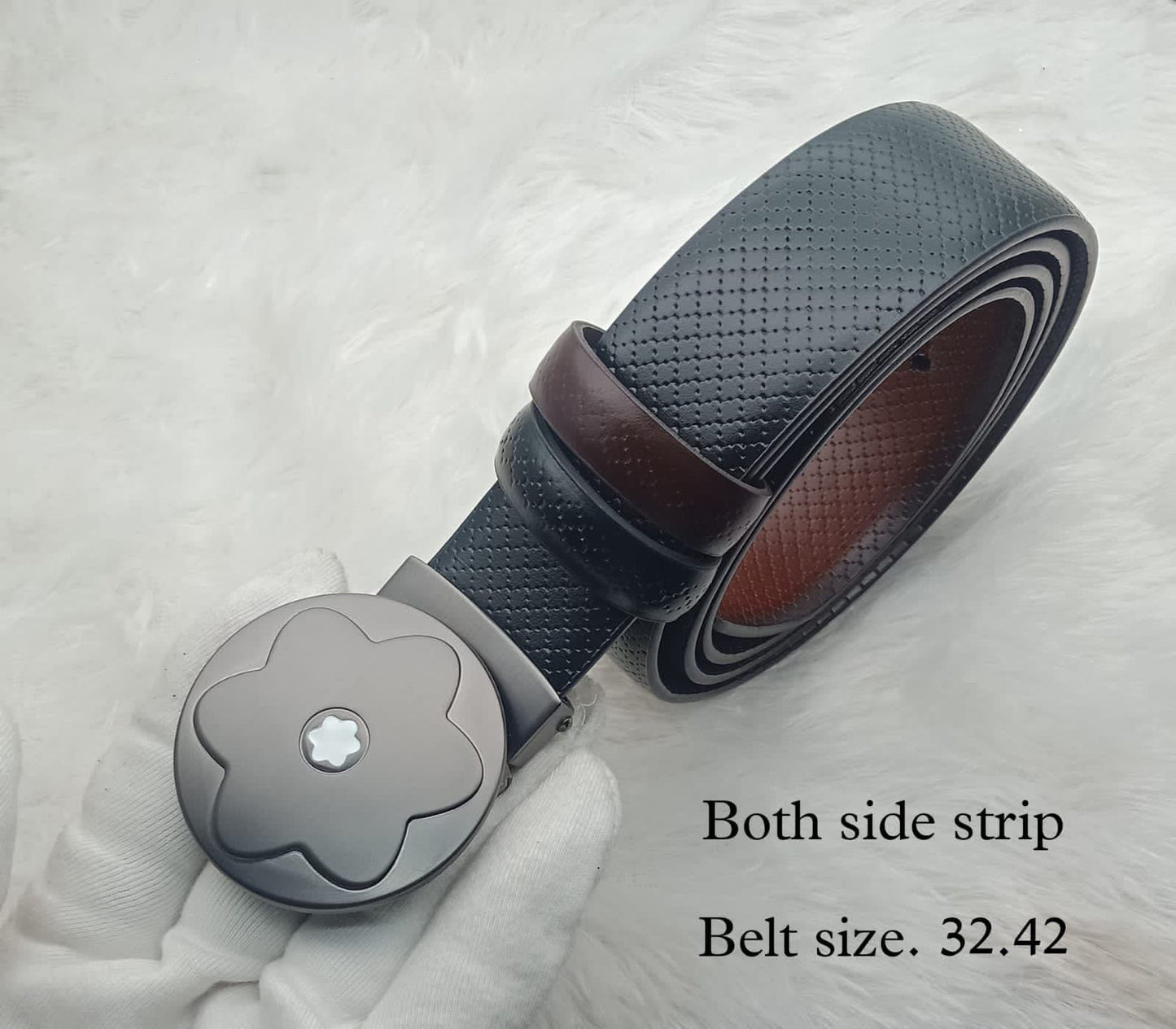 Stylish Flower Pattern Buckle Reversible Belt For Men's-JonasParamount