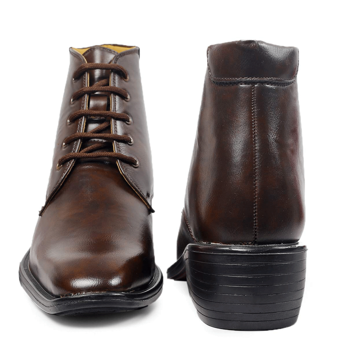 High Ankle Height Increasing Brown Casual And Outdoor Boots With Lace-Up Pattern-Jonasparamount