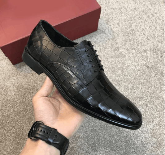 Croco Italian Faux Leather Formal Shoes For Men-JonasParamount