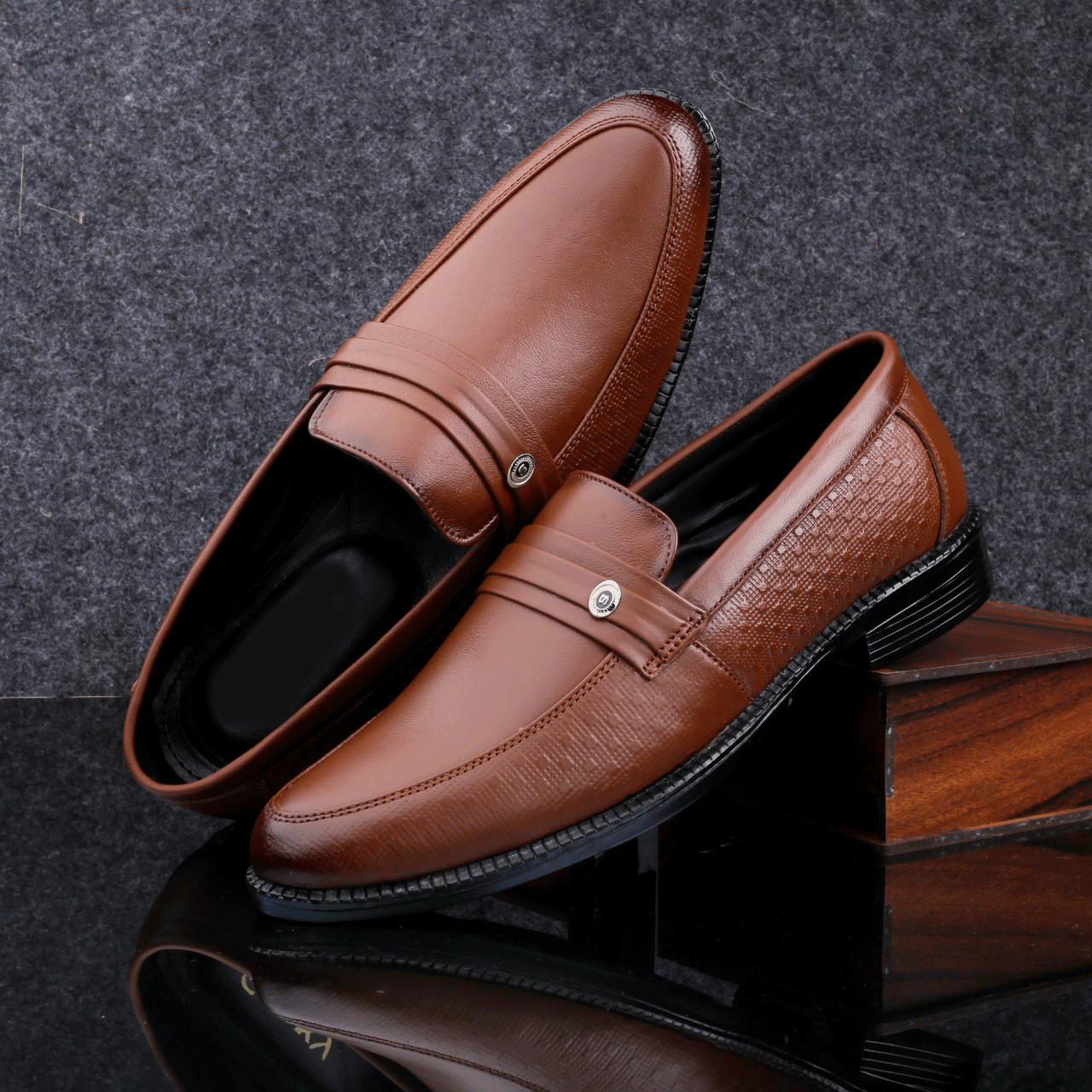 Trendy Formal Genuine Leather Slip-on Shoes For Men's -JonasParamount