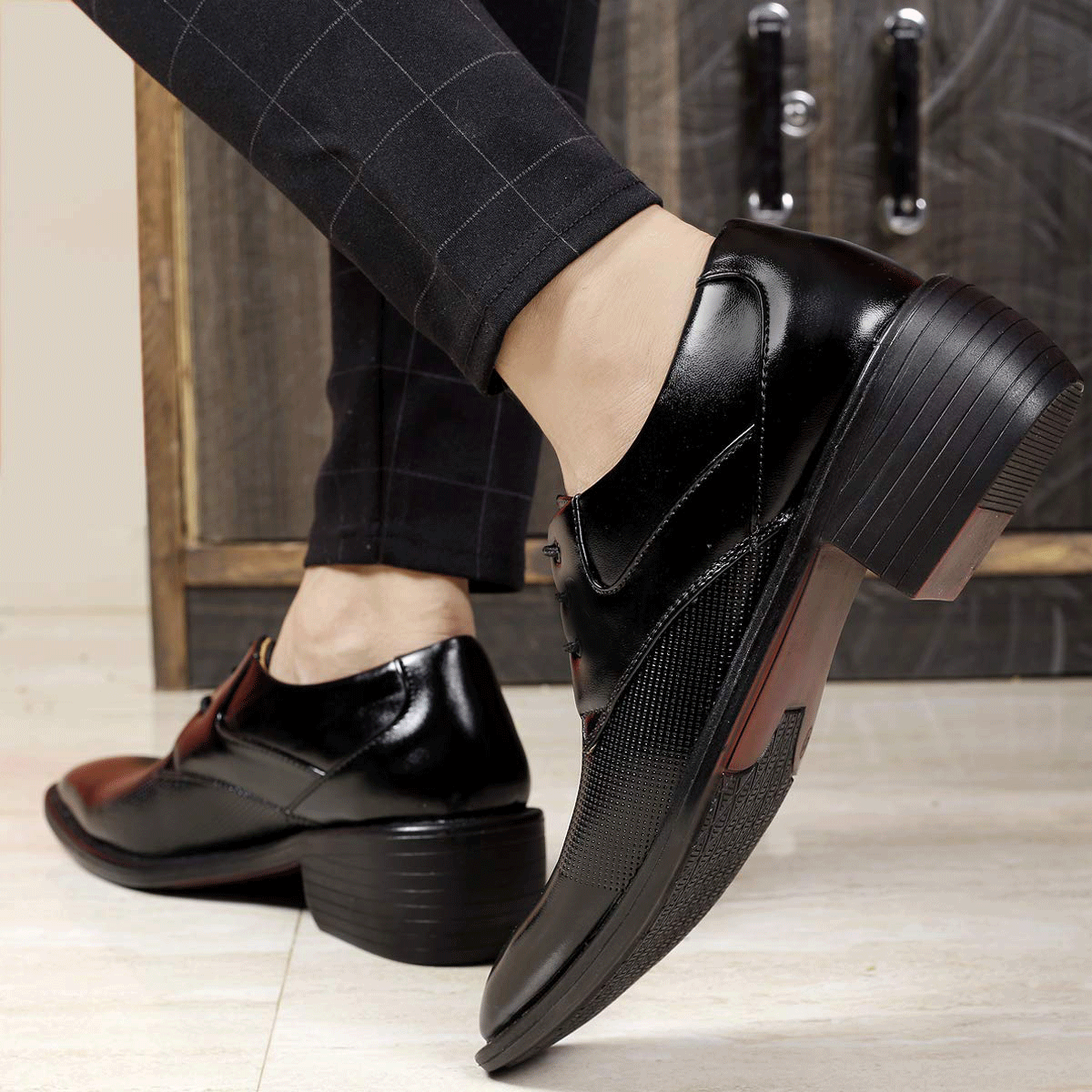Classy Black Oxford Formal, Casual And Outdoor Shoes With High Heel-JonasParamount
