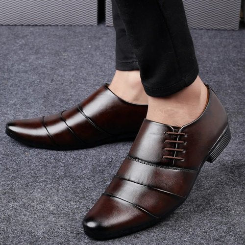 Side Lace-Up Pattern Formal Shoes For Party, Wedding And Office Wear-JonasParamount